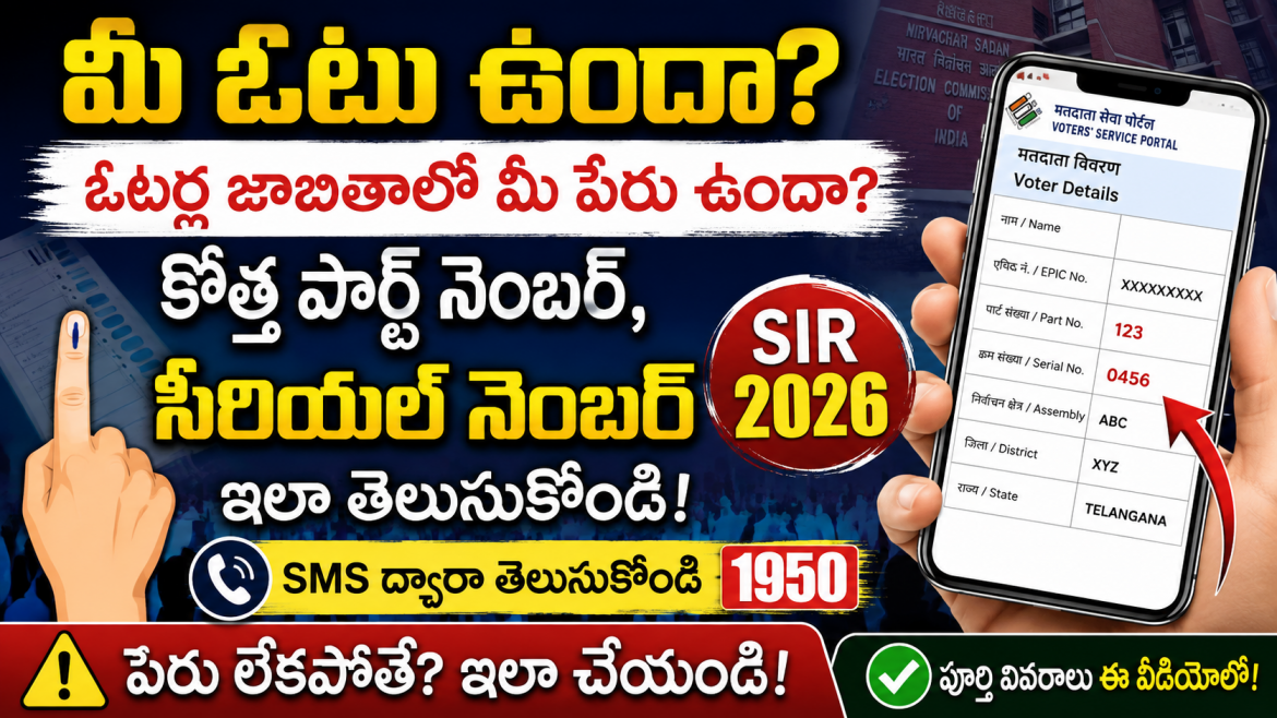 SIR 2026: ఓటర్ల జాబితాలో మీ పేరు, కొత్త పార్ట్ నెంబర్, సీరియల్ నెంబర్ ఎలా చెక్ చేసుకోవాలి?
